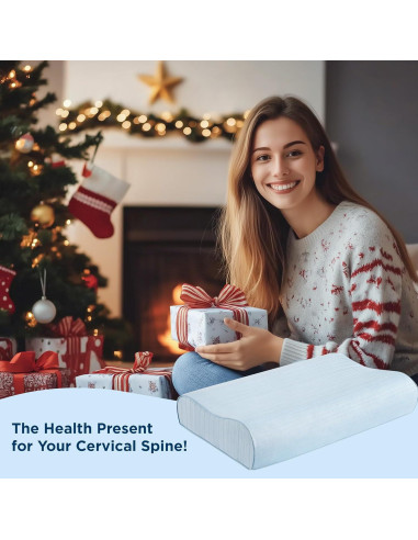 Cojín Cervical Ergonómico Bedsure, Espuma de Memoria, Azul