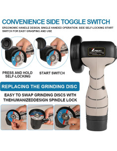 Amoladora Angular Inalámbrica ZFULVO Mini 16.8V 19500RPM 2