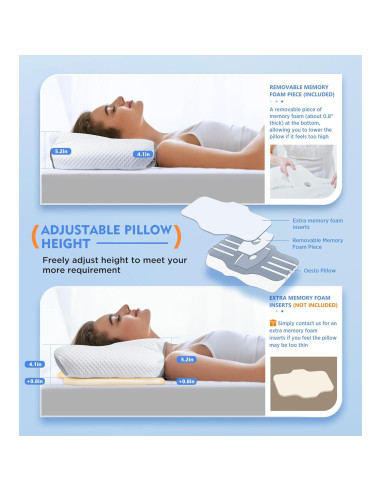 Almohada Cervical Ajustable Osteo Espuma de Memoria 64x42cm