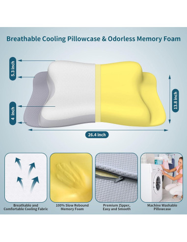 Almohada Cervical Ergonómica Polovo 67x35 cm Refrigerante