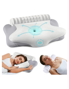 Almohada Cervical 2 en 1 onesmile Ergonomica Espuma Memoria