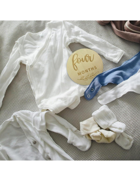 12 Tarjetas de Hitos Mensuales de Madera para Bebé - Recuerdos