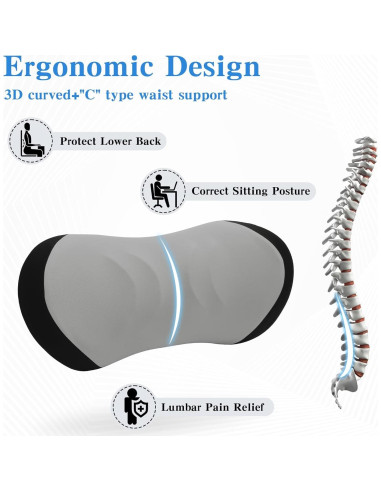 Almohada Lumbar Ergonómica Lekewn para Silla y Coche