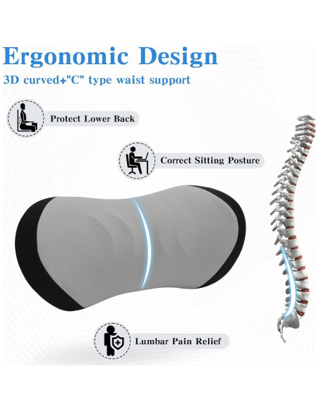 Almohada Lumbar Ergonómica Lekewn para Silla y Coche