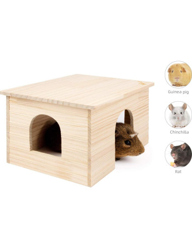Casa de Madera Niteangel para Cobayas y Chinchillas 29.7x23.6x17.5cm