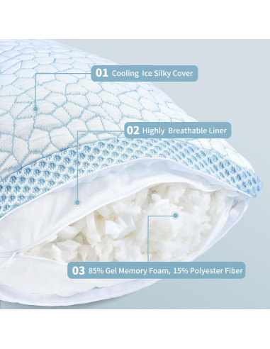 Almohada Enfriamiento QUTOOL Doble Cara Queen Set 2