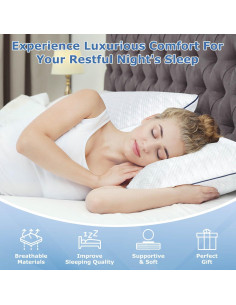 Juego de 2 almohadas Slybear Queen ajustables viscoelásticas 2