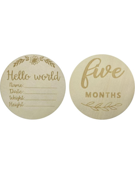 12 Tarjetas de Hitos Mensuales de Madera para Bebé - Recuerdos