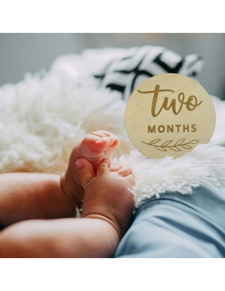 12 Tarjetas de Hitos Mensuales de Madera para Bebé - Recuerdos