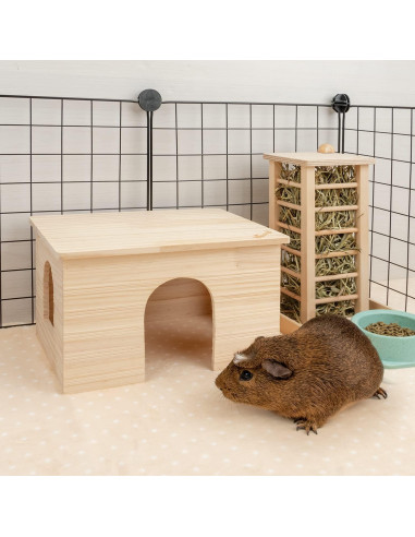 Casa de Madera Niteangel para Cobayas y Chinchillas 29.7x23.6x17.5cm