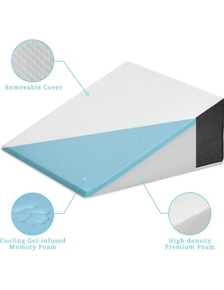 Cojín en forma de cuña Touchutopia 60x60 cm Espuma Viscoelástica