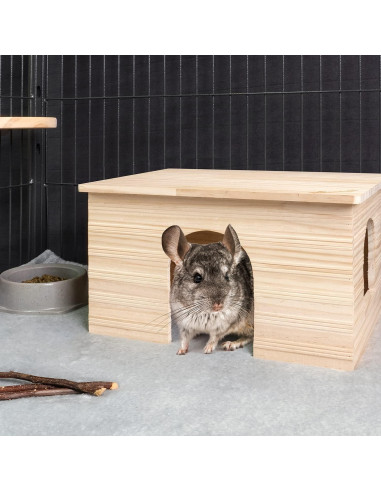 Casa de Madera Niteangel para Cobayas y Chinchillas 29.7x23.6x17.5cm