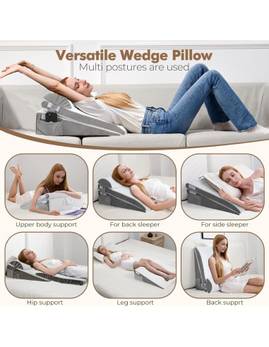 Cojín en Cuña ENITYA 3 en 1 para Alivio de Espalda y Reflujo