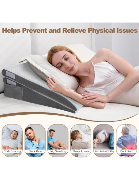 Cojín en Cuña ENITYA 3 en 1 para Alivio de Espalda y Reflujo