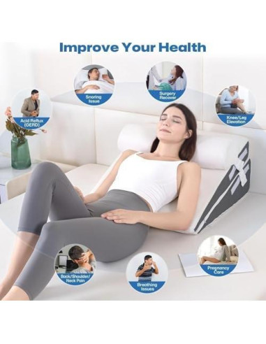 Almohada en Cuña GOHOME Ajustable Espuma Viscoelástica 3 Piezas