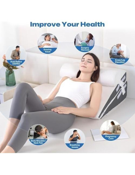 Almohada en Cuña GOHOME Ajustable Espuma Viscoelástica 3 Piezas