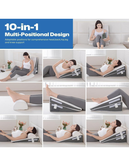 Almohada en Cuña GOHOME Ajustable Espuma Viscoelástica 3 Piezas