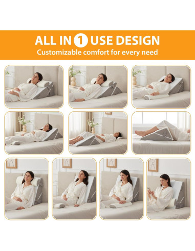 Juego de Almohadas en Cuña Ruqmuis 3 Piezas Ajustable