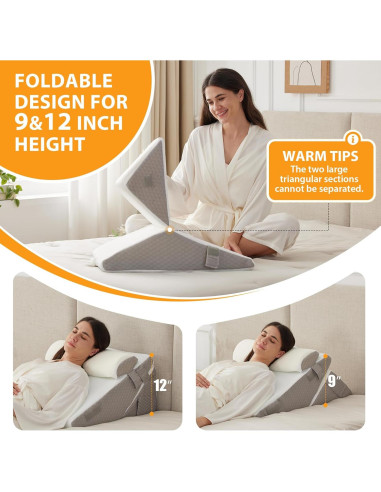 Juego de Almohadas en Cuña Ruqmuis 3 Piezas Ajustable