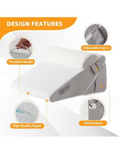 Juego de Almohadas en Cuña Ruqmuis 3 Piezas Ajustable