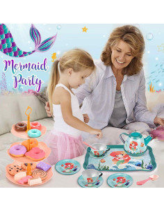 Juego de Té de Sirena QUN HUI para Niñas 3-12 Años 2