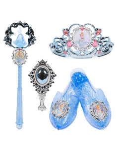 Conjunto Disfraz Princesa Disney Cenicienta Tiara Zapatos Varita