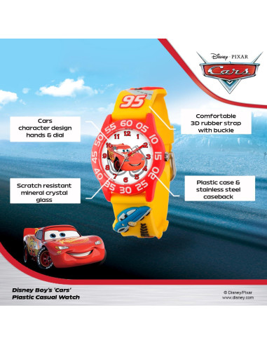 Reloj analógico Lightning McQueen Disney Pixar para Niños