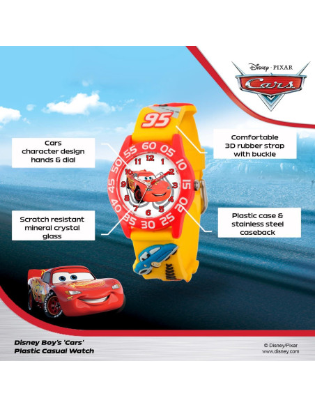 Reloj analógico Lightning McQueen Disney Pixar para Niños