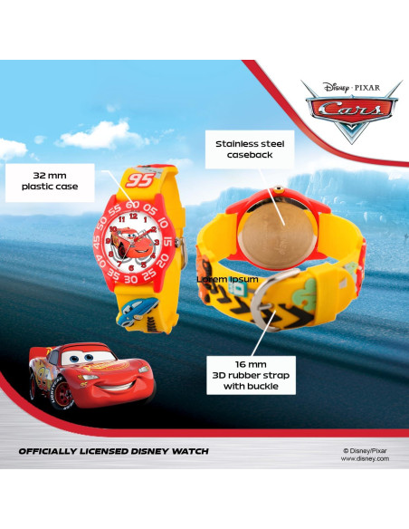 Reloj analógico Lightning McQueen Disney Pixar para Niños