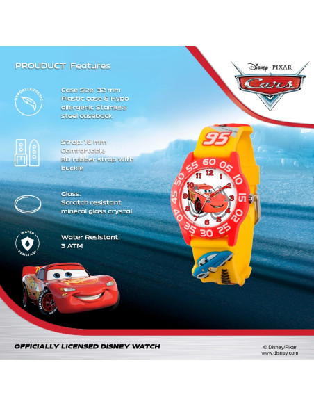 Reloj analógico Lightning McQueen Disney Pixar para Niños