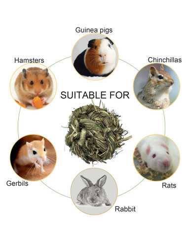 Bola de Hierba Timothy Tfwadmx para Conejos y Mascotas Pequeñas