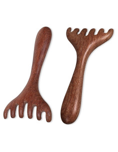 Peine de Masaje de Sándalo Hariendny - 2 Pcs, Dientes Anchos