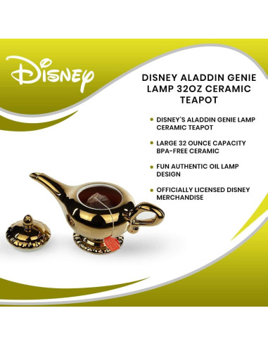 Tetera Aladino Disney Cerámica Dorada 0,95L con Tapa