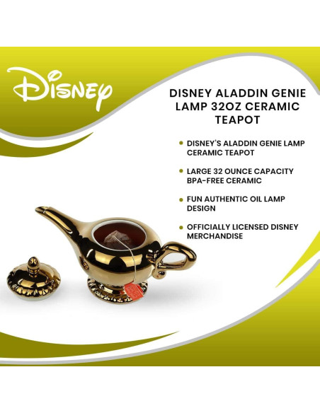Tetera Aladino Disney Cerámica Dorada 0,95L con Tapa