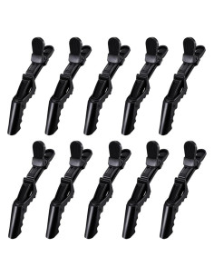 10 Clips de Pelo Cocodrilo Rabetly - Dientes Anchos, Negro