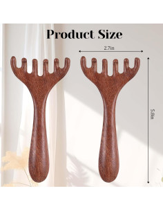 Peine de Masaje de Sándalo Hariendny - 2 Pcs, Dientes Anchos 2