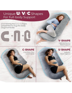 Almohada de Embarazo PILLANI 57" Ergonométrica Gris 2