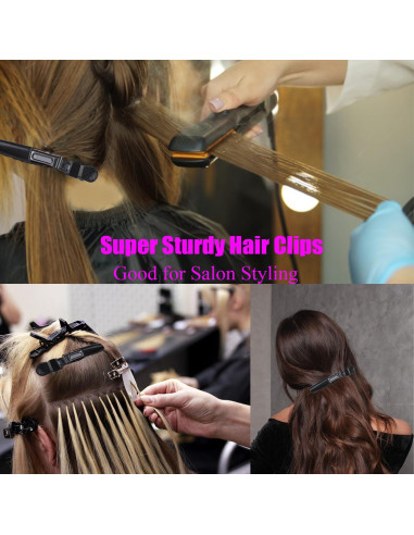 10 Clips de Pelo Cocodrilo Rabetly - Dientes Anchos, Negro