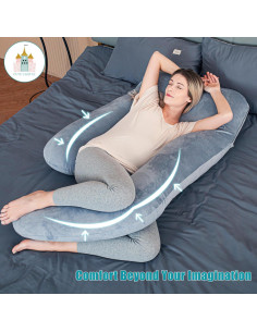 Almohada de Embarazo Cute Castle 144 cm Gris Suave 2