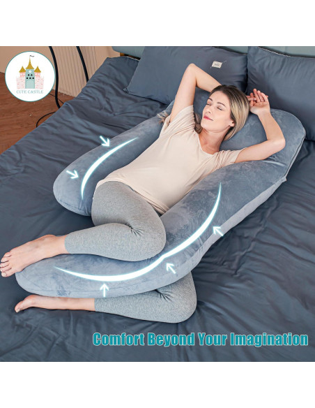 Almohada de Embarazo Cute Castle 144 cm Gris Suave