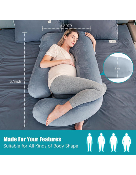 Almohada de Embarazo Cute Castle 144 cm Gris Suave