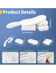 Juego de 4 almohadas Swaycy para dormir de lado - Alivio hombros 2