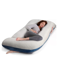 Almohada de Maternidad Cauzyart 144 cm Terciopelo Gris/Azul