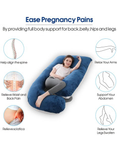 Almohada de Maternidad Cauzyart 144 cm Terciopelo Gris/Azul 2