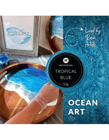 Pigmento Epóxico Azul Tropical MEYSPRING - 50 Gr - Arte en Resina
