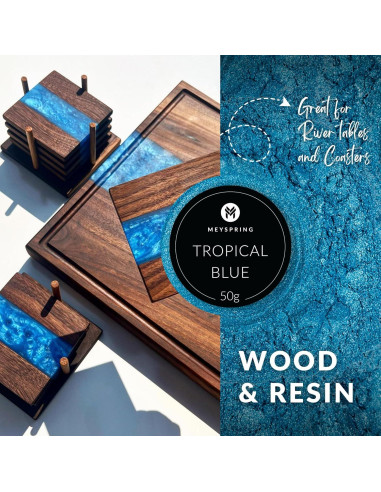 Pigmento Epóxico Azul Tropical MEYSPRING - 50 Gr - Arte en Resina