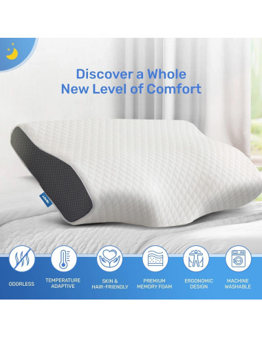 Almohada Cervical Derila Queen Espuma Viscoelástica Blanca