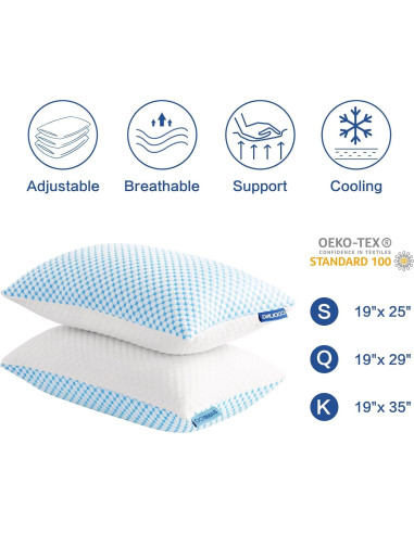 Almohadas EASELAND Firme Espuma Viscoelástica Queen 2 Pzas