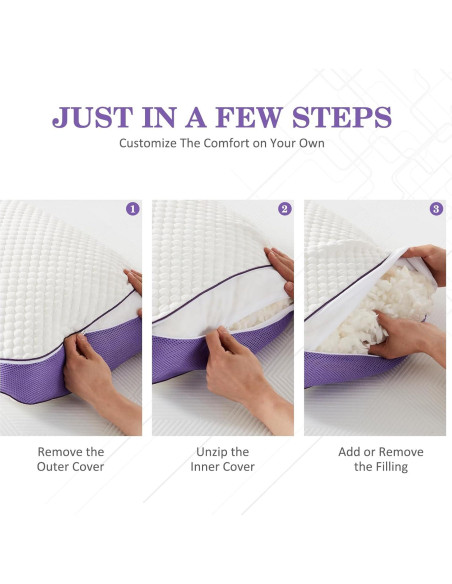 HOMELAB Almohadas de Espuma de Memoria Ajustables Queen 2 Pzas HOMELAB Almohadas de Espuma de Memoria Ajustables Queen 2 Pzas