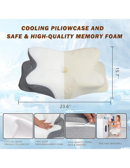 Almohada Cervical Ergonomica Smanlia 62x35cm Espuma Viscoelástica